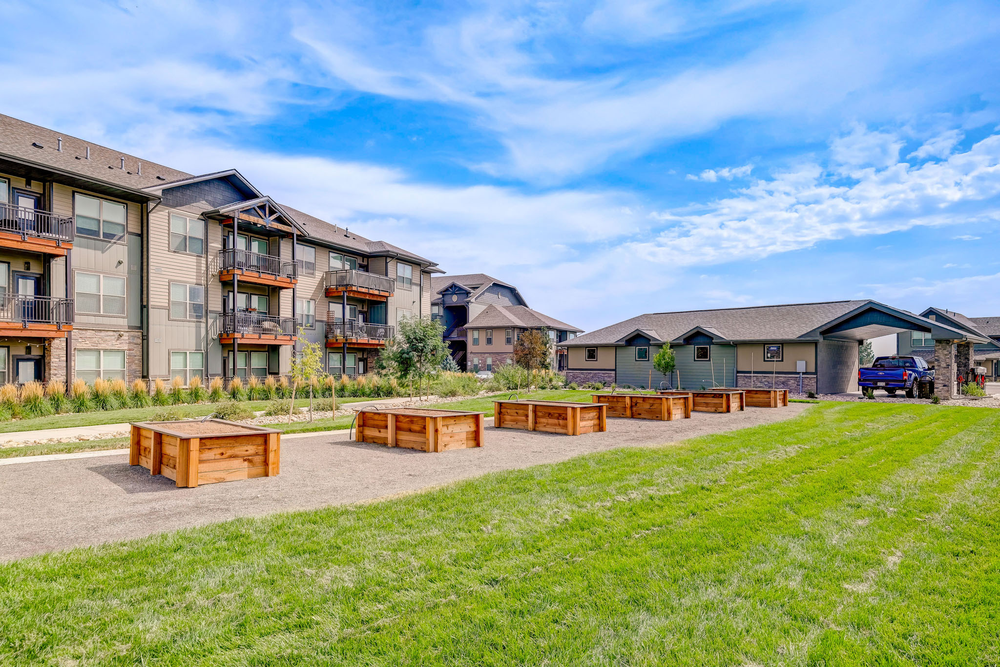 Exterior of Timnath Trail at Riverbend Apartment Homes in Timnath, Colorado